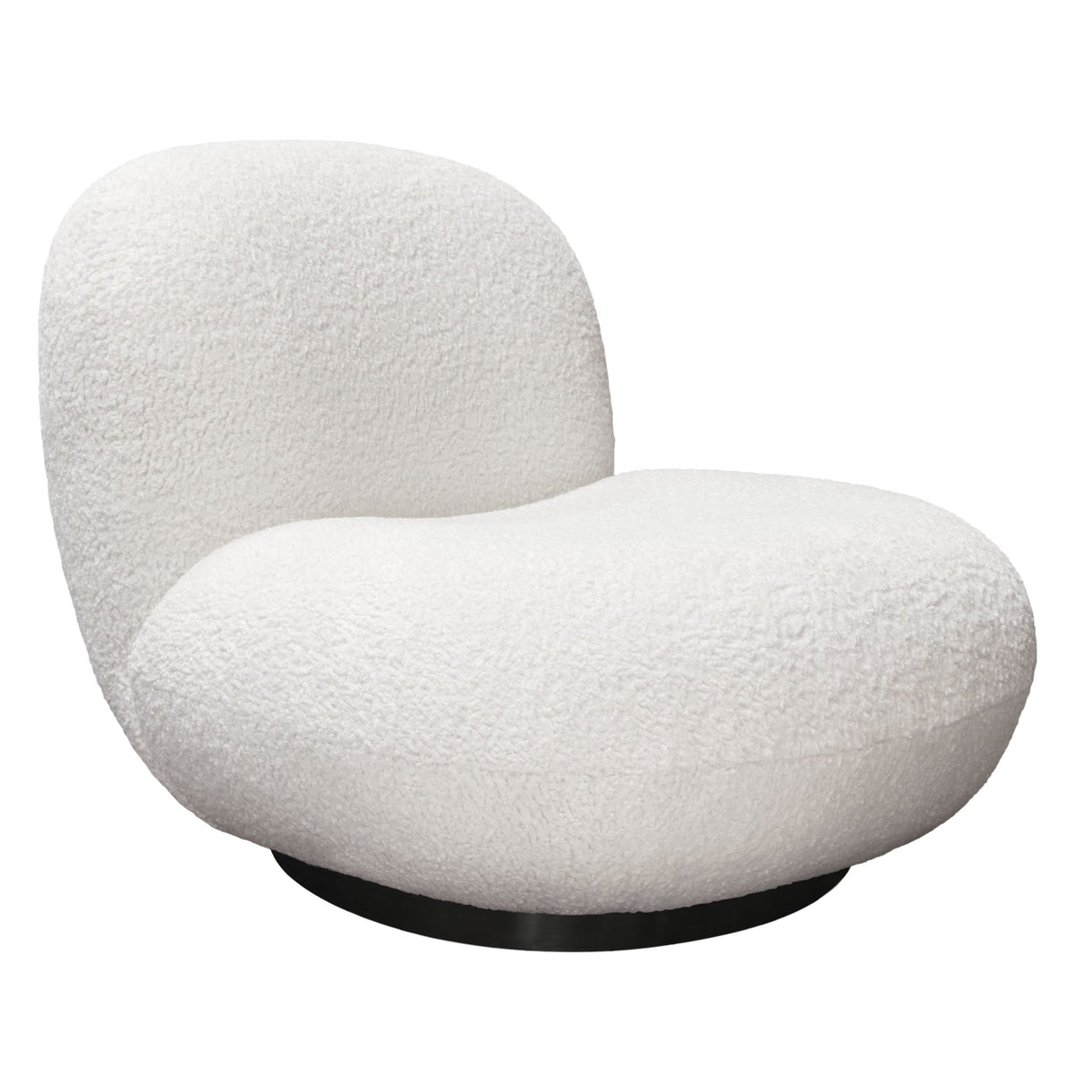 Simone Faux Sheepskin Swivel Accent Chair – side view – Lusso Furniture Miami