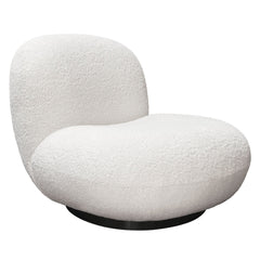 Simone Faux Sheepskin Swivel Accent Chair – side view – Lusso Furniture Miami