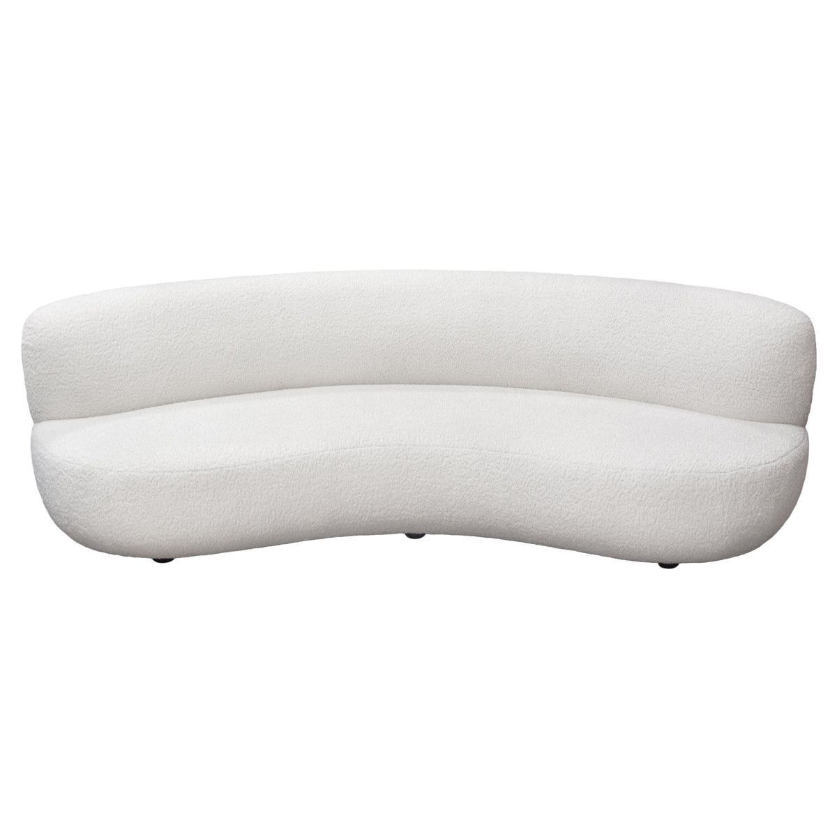 Simone Curved Faux Sheepskin Sofa – angle view – Lusso Furniture Miami