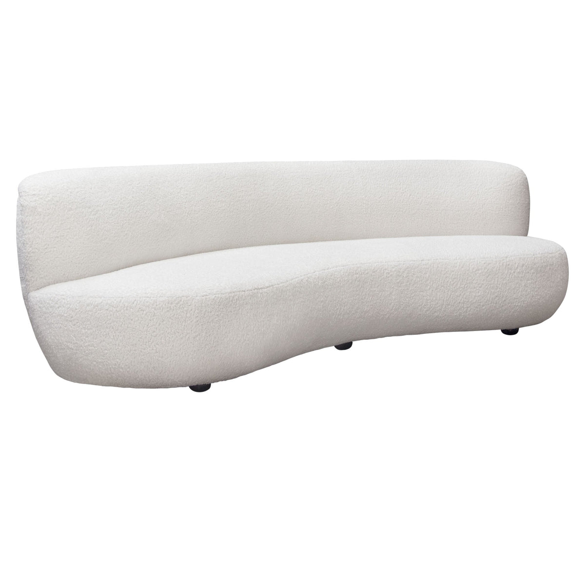 Simone Curved Faux Sheepskin Sofa – side view – Lusso Furniture Miami