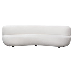 Simone Curved Faux Sheepskin Sofa – White Faux Sheepskin Fabric – front view – Lusso Furniture Miami