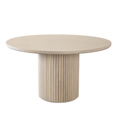 Siren Round Pedestal Dining Table – Almond Finish – front view – Lusso Furniture Miami