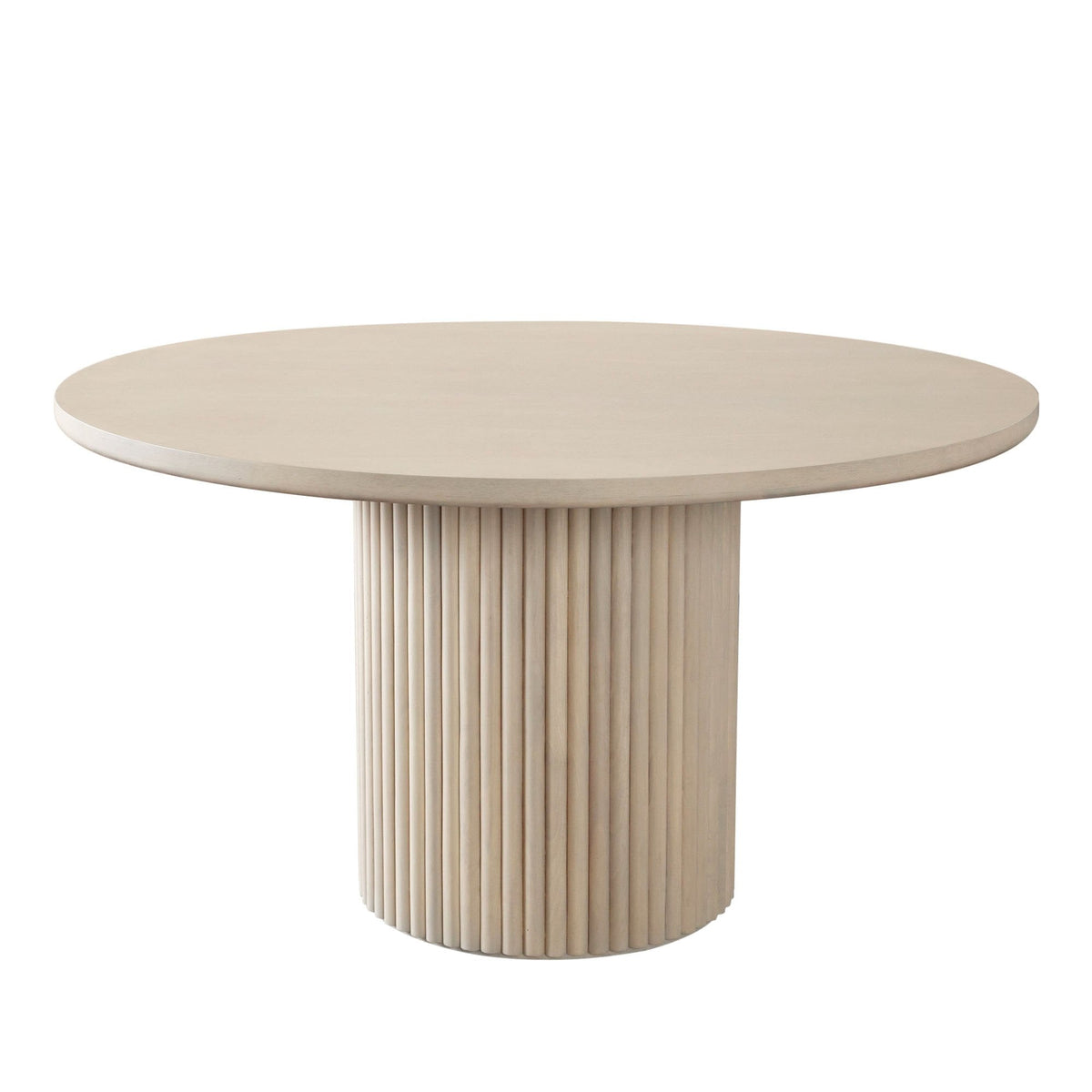 Siren Round Pedestal Dining Table – Almond Finish – front view – Lusso Furniture Miami