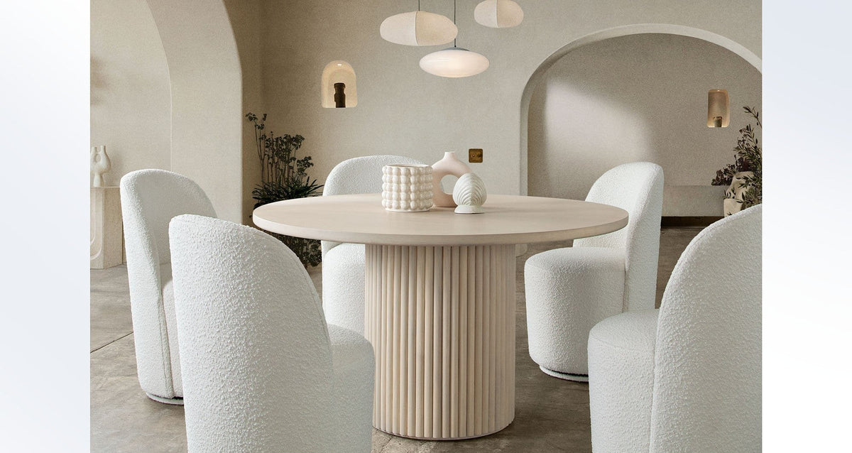 Siren Round Pedestal Dining Table – side view – Lusso Furniture Miami