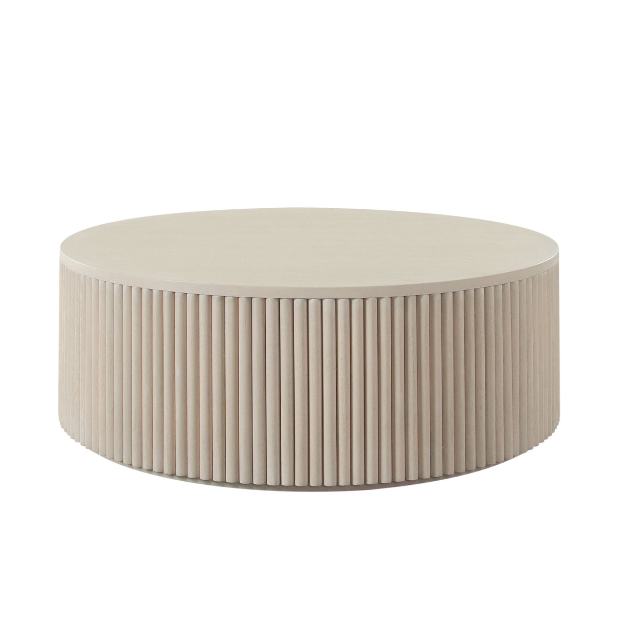 Siren Fluted Pedestal Coffee Table – Natural Finish – front view – Lusso Furniture Miami