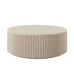 Siren Fluted Pedestal Coffee Table – Natural Finish – front view – Lusso Furniture Miami