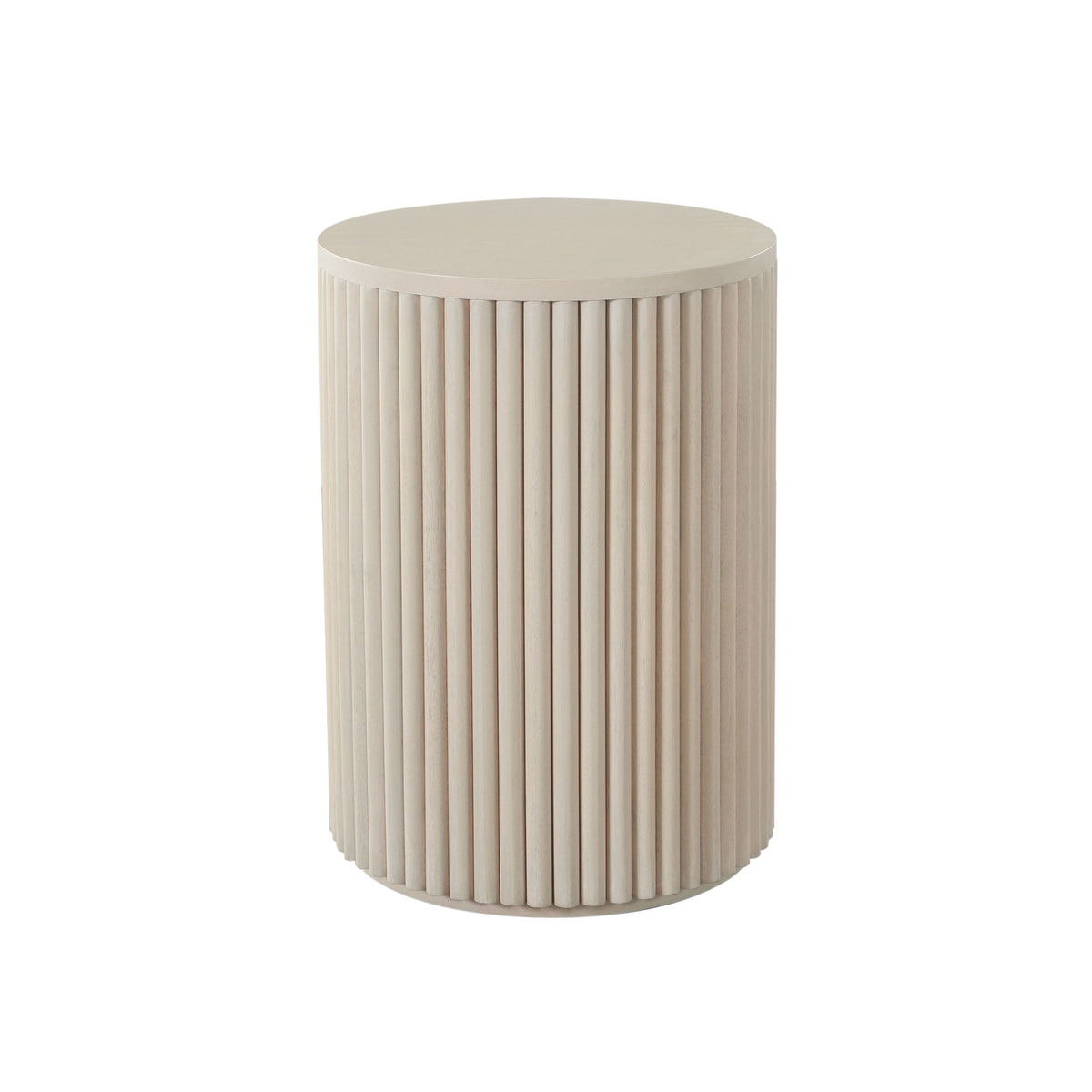 Siren Fluted Pedestal Round End Table – angle view – Lusso Furniture Miami