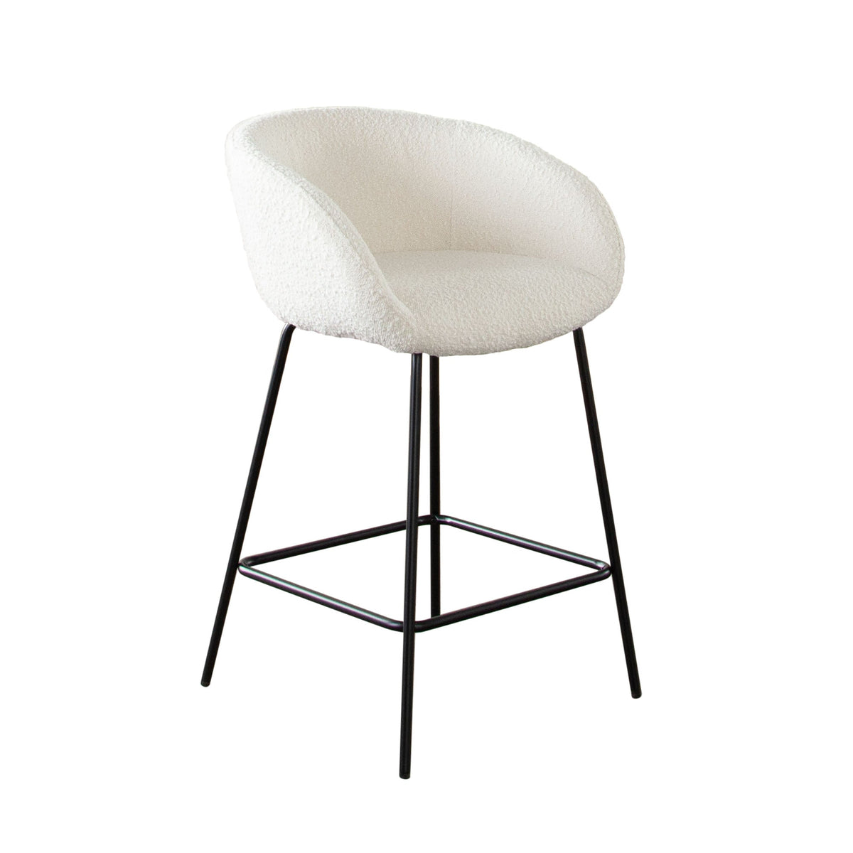 Skyler Boucle Counter Stool Set – side view – Lusso Furniture Miami