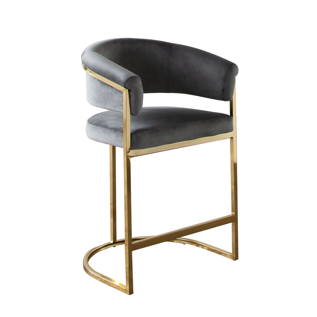 Solstice Velvet Counter Stool – angle view – Lusso Furniture Miami