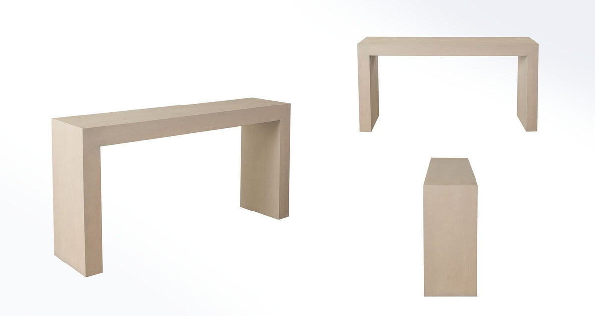 Sonoma Mango Wood Console Table – Light Natural Grey Wash Finish – front view – Lusso Furniture Miami