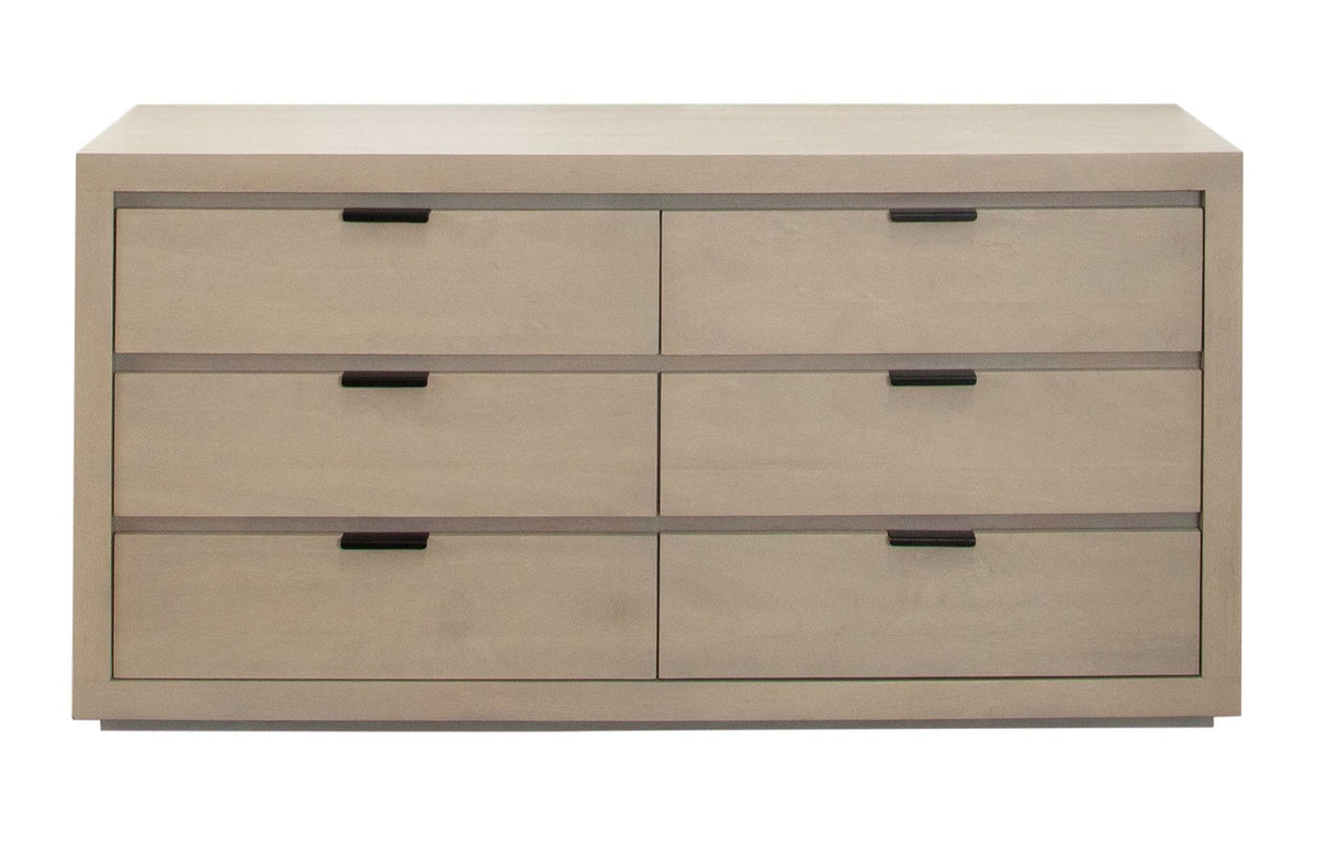 Sonoma Six Drawer Wood Dresser – Light Natural Grey Wash Finish – front view – Lusso Furniture Miami
