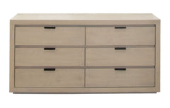 Sonoma Six Drawer Wood Dresser – Light Natural Grey Wash Finish – front view – Lusso Furniture Miami