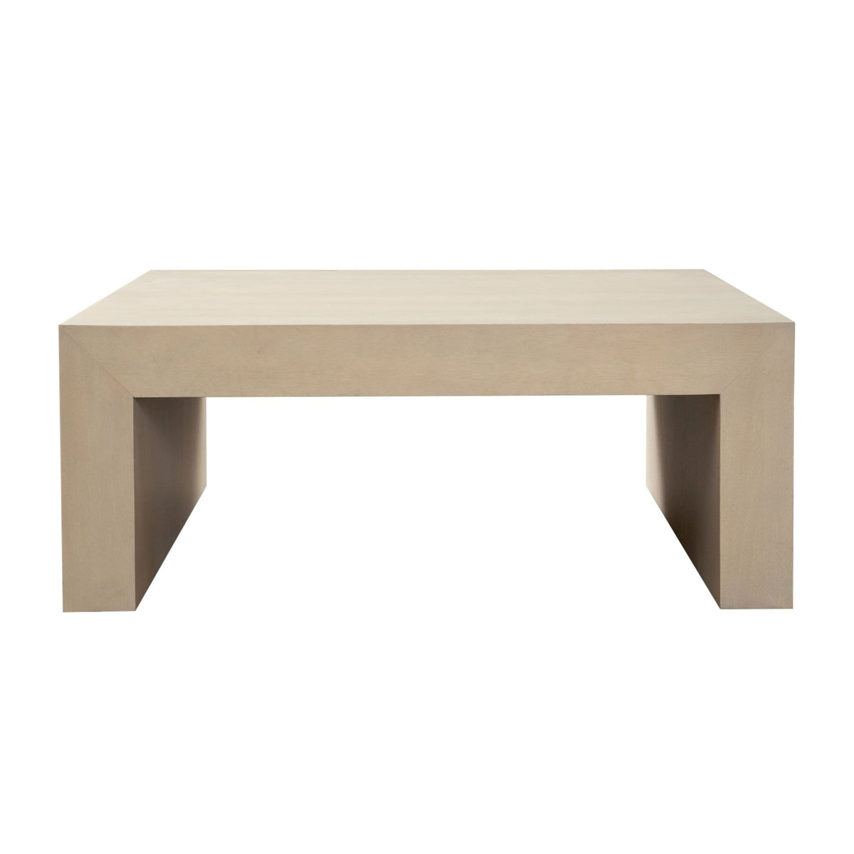 Sonoma Square Wood Coffee Table – Light Natural Grey Wash Finish – front view – Lusso Furniture Miami
