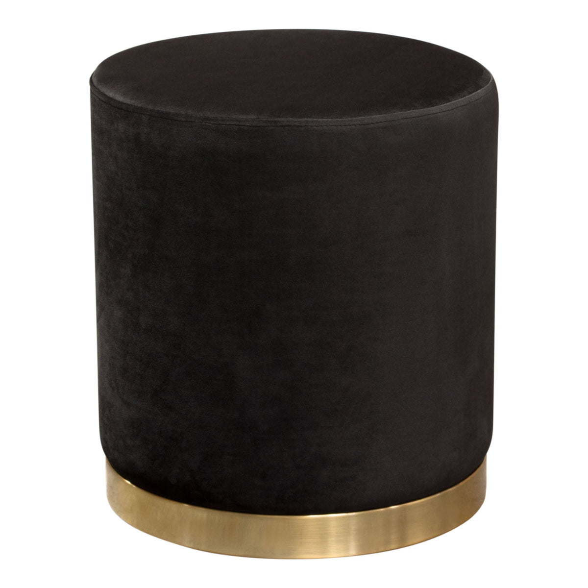 Sorbet Round Velvet Ottoman – Black Velvet – front view – Lusso Furniture Miami