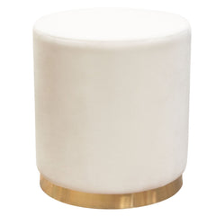 Sorbet Round Velvet Ottoman – Cream Velvet – close-up – Lusso Furniture Miami
