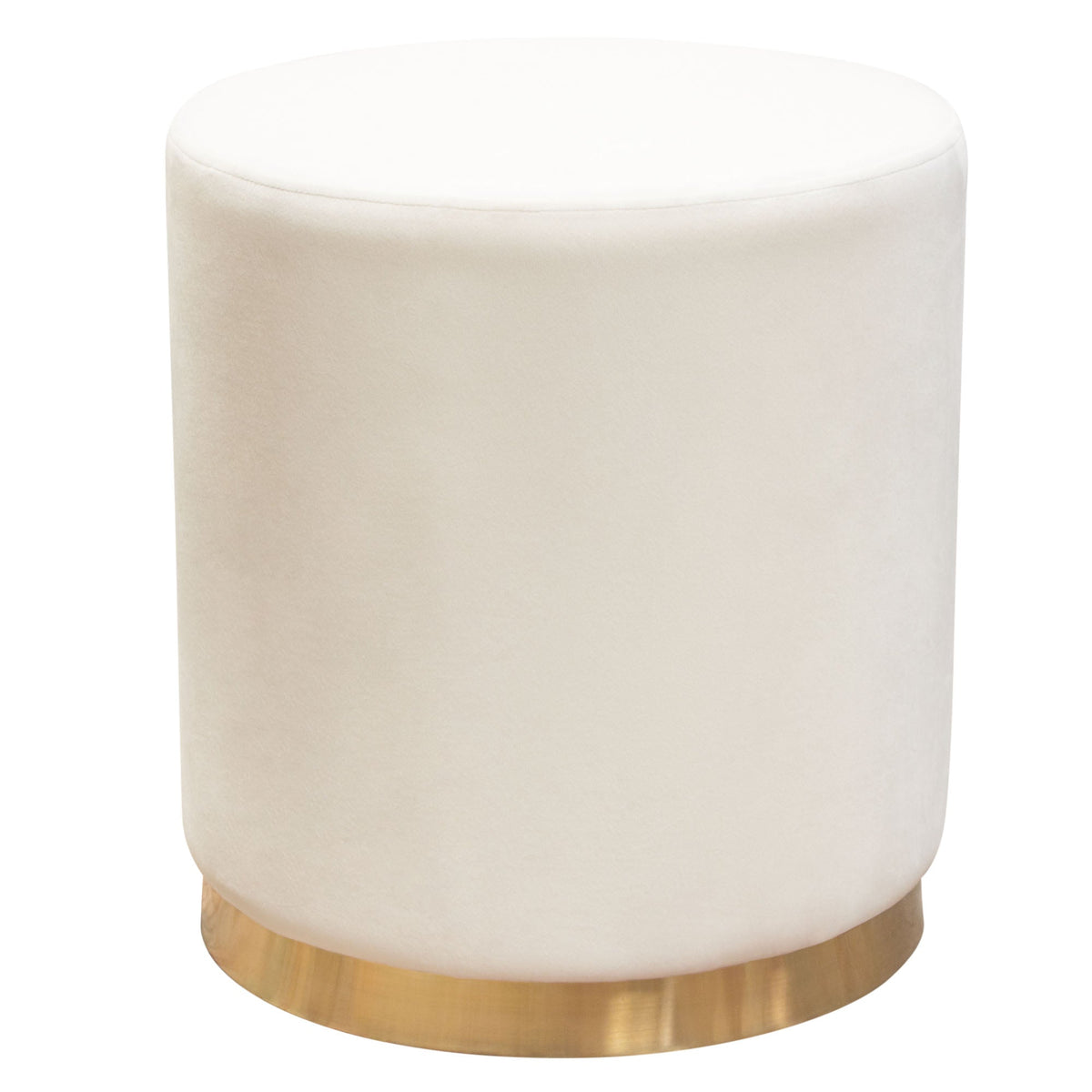 Sorbet Round Velvet Ottoman – Cream Velvet – close-up – Lusso Furniture Miami