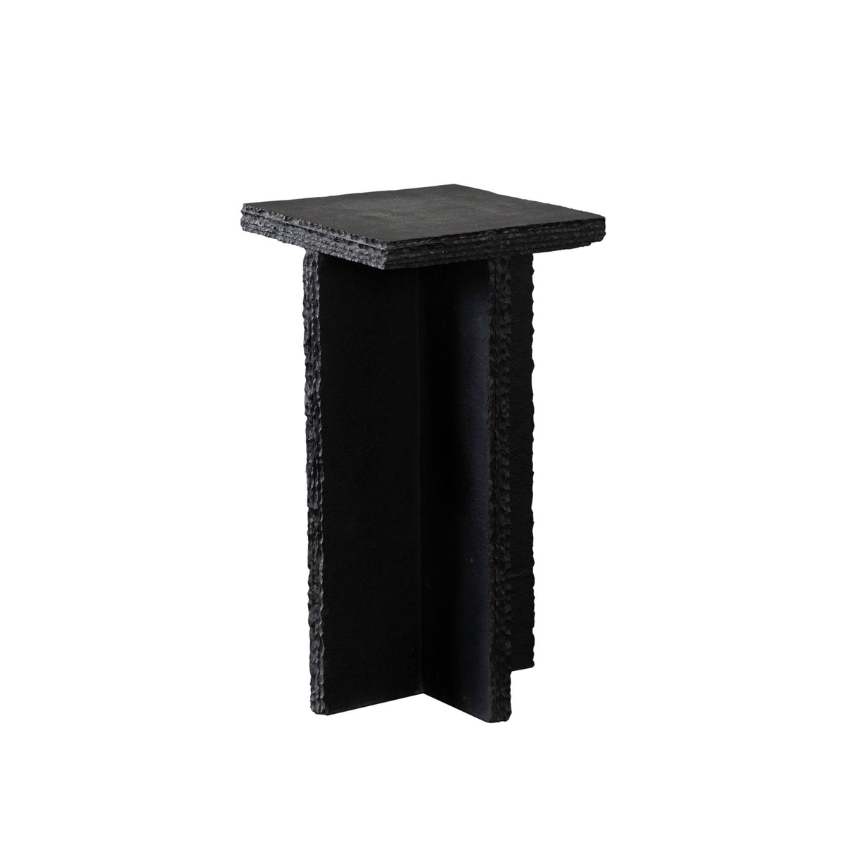 Spectre Black Slate Marble Accent Table – angle view – Lusso Furniture Miami
