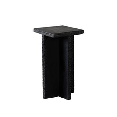 Spectre Black Slate Marble Accent Table – angle view – Lusso Furniture Miami