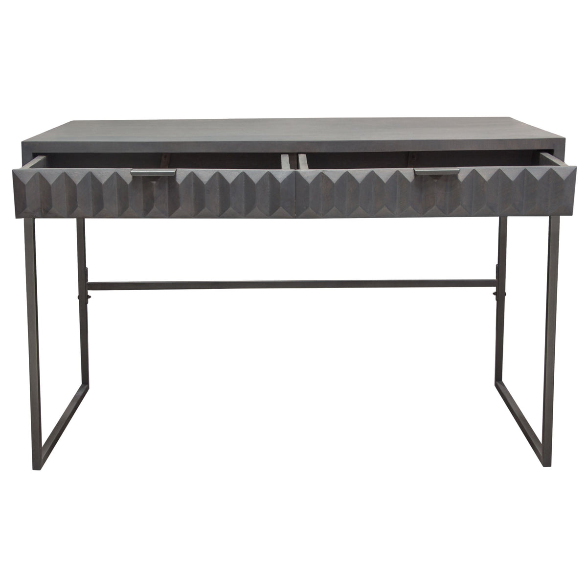 Spectrum Solid Mango Wood Desk – angle view – Lusso Furniture Miami