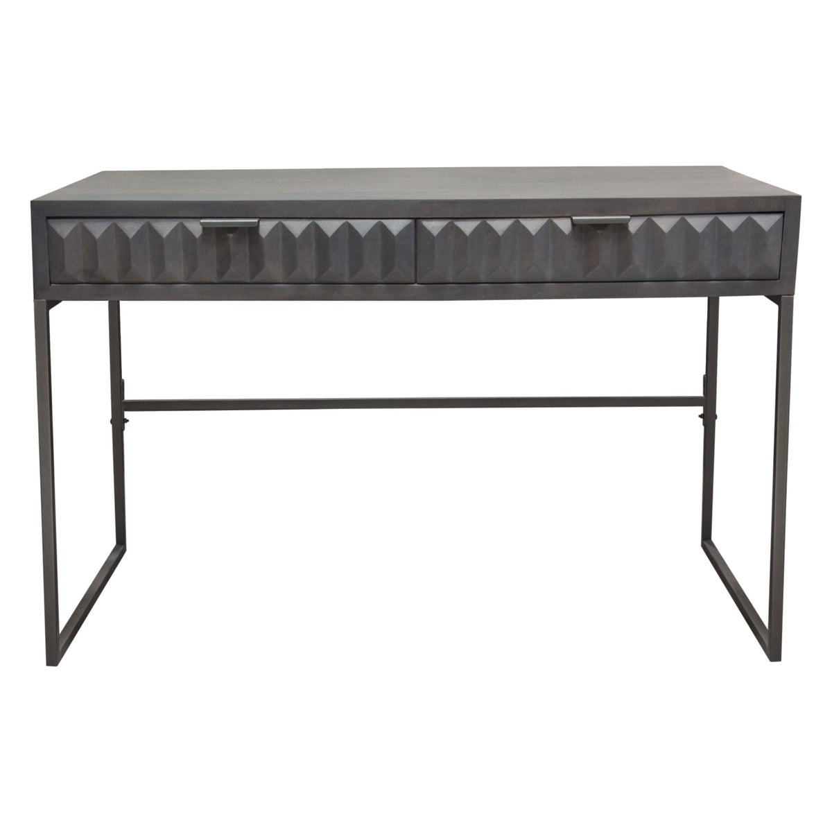 Spectrum Solid Mango Wood Desk – Smoke Grey Finish – front view – Lusso Furniture Miami