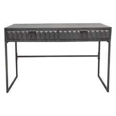 Spectrum Solid Mango Wood Desk – Smoke Grey Finish – front view – Lusso Furniture Miami