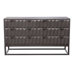 Spectrum Carved Mango Wood Dresser – Smoke Grey Finish – front view – Lusso Furniture Miami