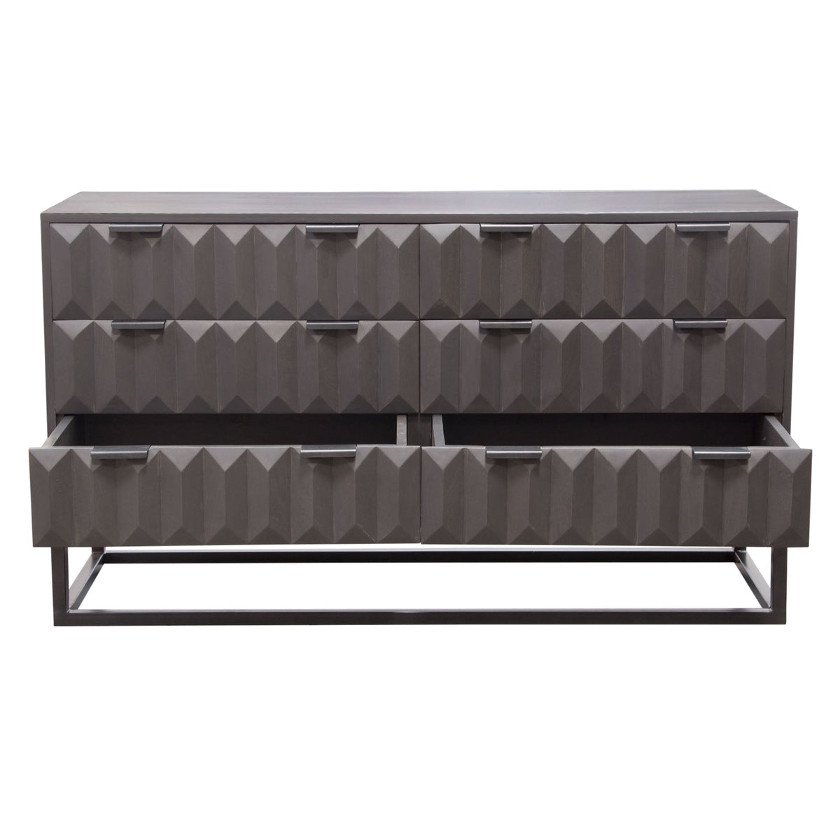 Spectrum Carved Mango Wood Dresser – angle view – Lusso Furniture Miami