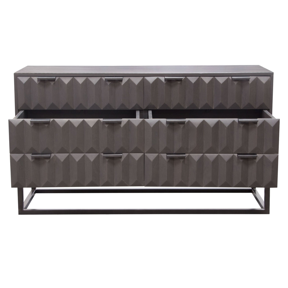 Spectrum Carved Mango Wood Dresser – side view – Lusso Furniture Miami