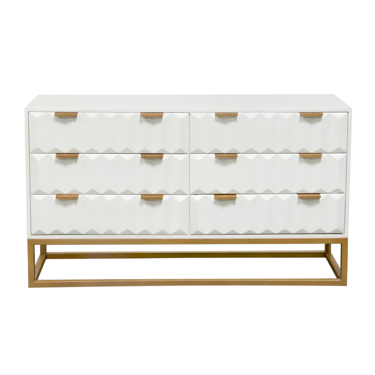 Spectrum Carved Mango Wood Dresser – White Finish – top view – Lusso Furniture Miami
