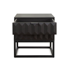 Spectrum Two Drawer Mango Wood End Table – angle view – Lusso Furniture Miami