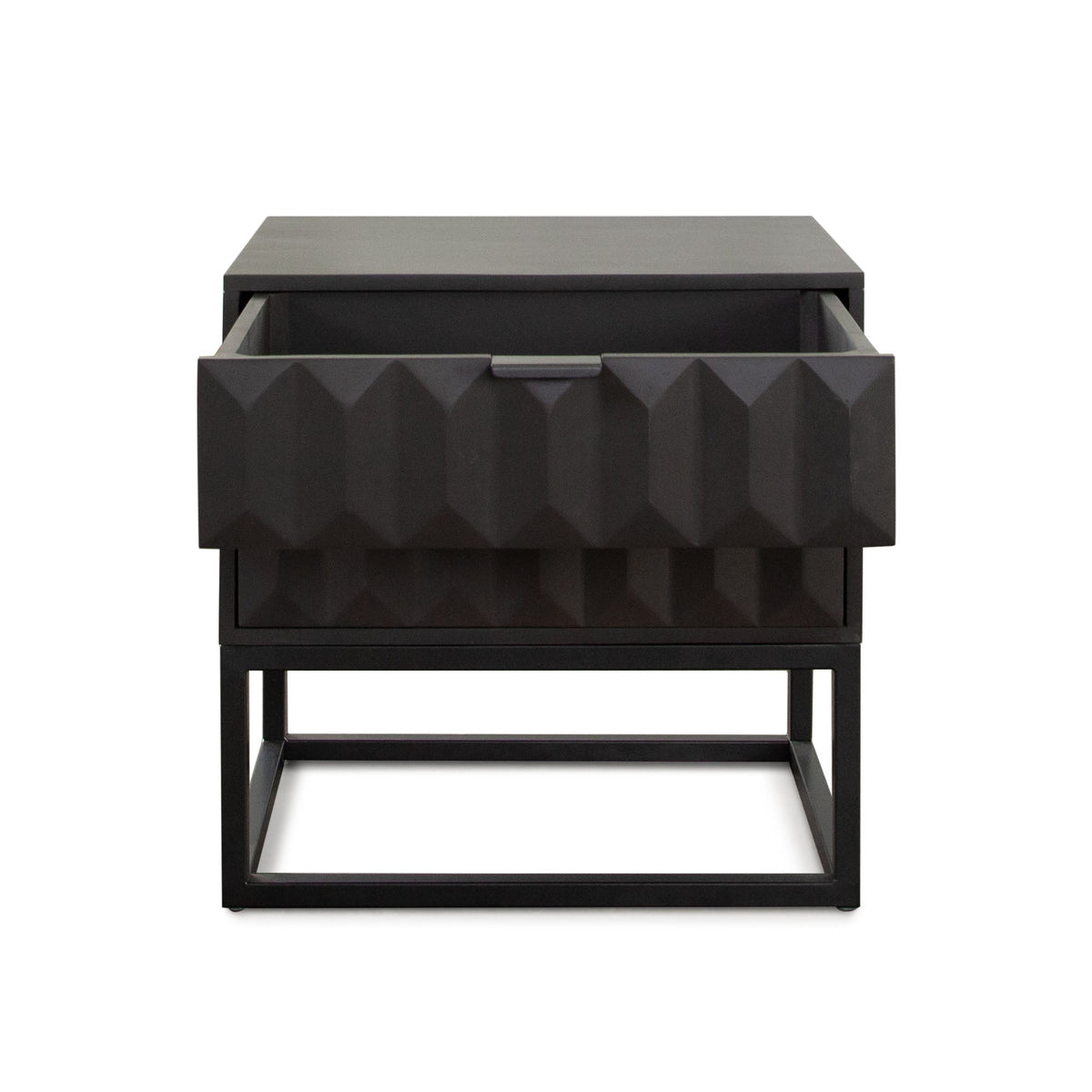 Spectrum Two Drawer Mango Wood End Table – angle view – Lusso Furniture Miami