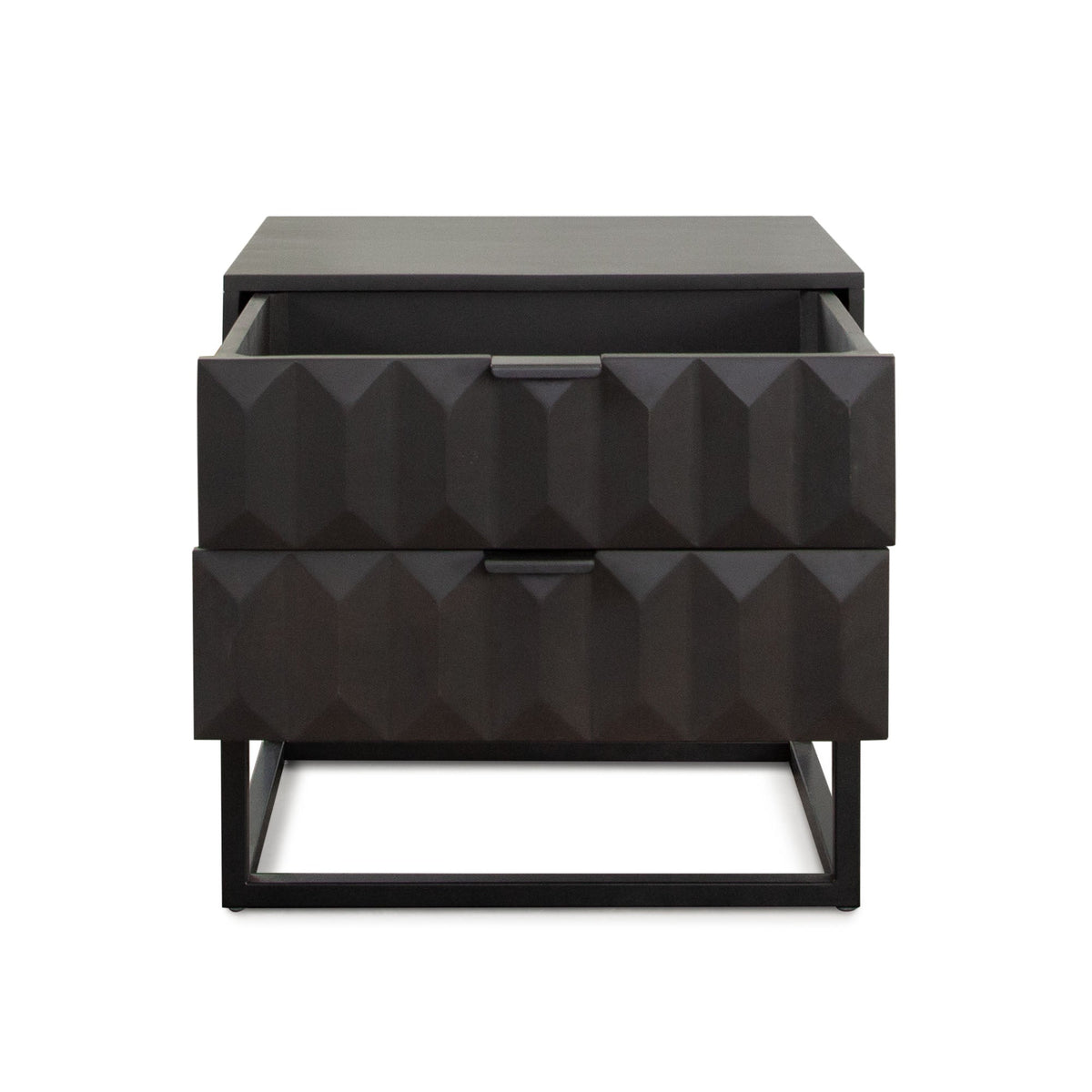 Spectrum Two Drawer Mango Wood End Table – side view – Lusso Furniture Miami