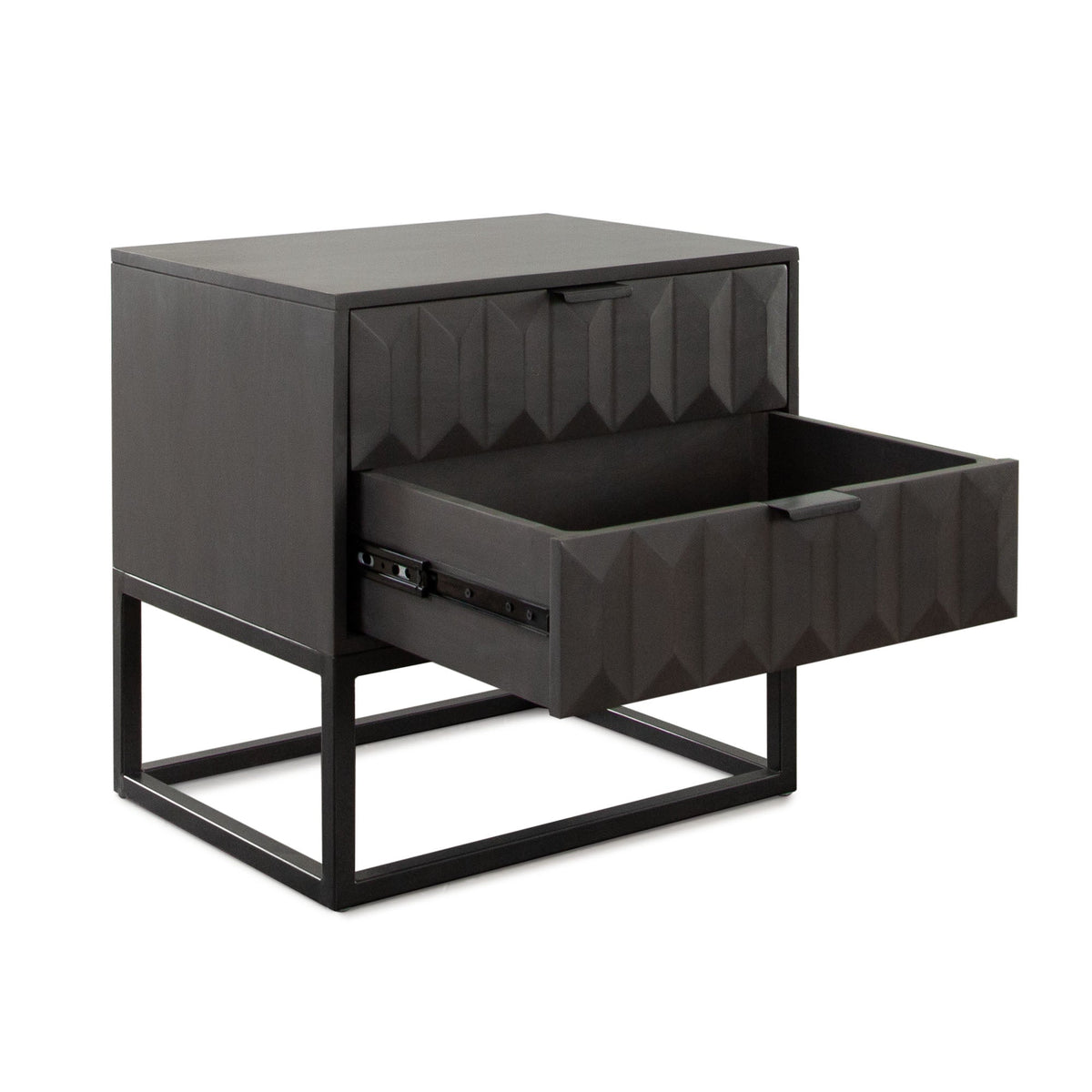 Spectrum Two Drawer Mango Wood End Table – back view – Lusso Furniture Miami