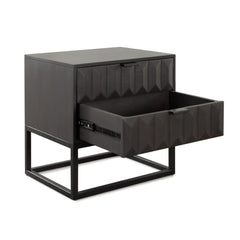 Spectrum Two Drawer Mango Wood End Table – back view – Lusso Furniture Miami