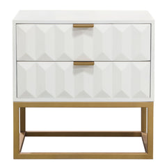 Spectrum Two Drawer Mango Wood End Table – White Finish – alternate view – Lusso Furniture Miami