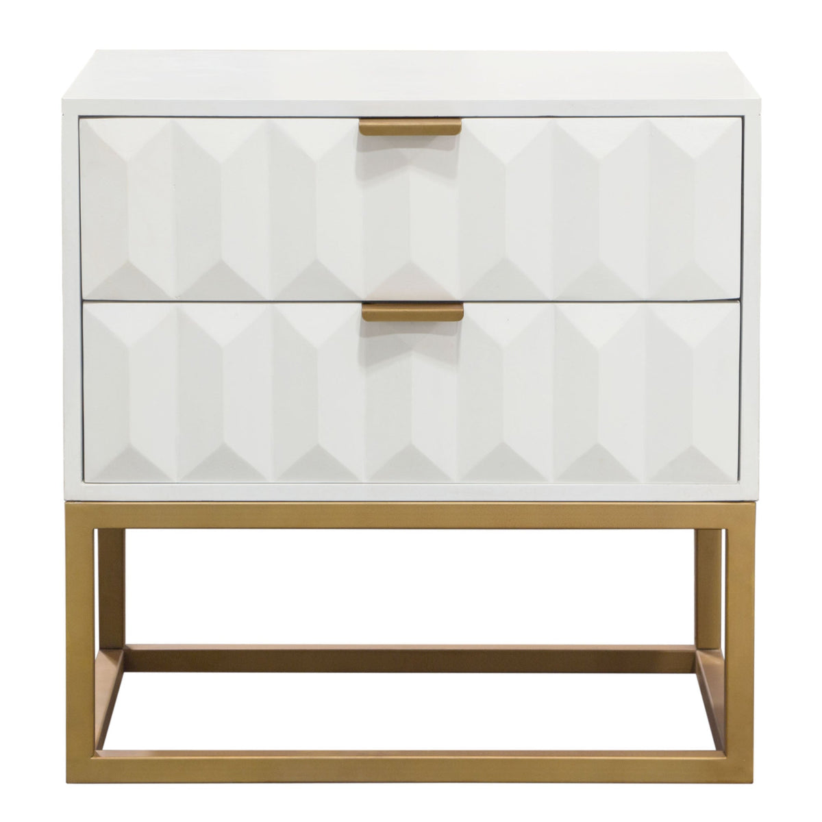 Spectrum Two Drawer Mango Wood End Table – White Finish – alternate view – Lusso Furniture Miami