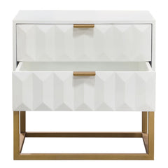 Spectrum Two Drawer Mango Wood End Table – finish detail – Lusso Furniture Miami