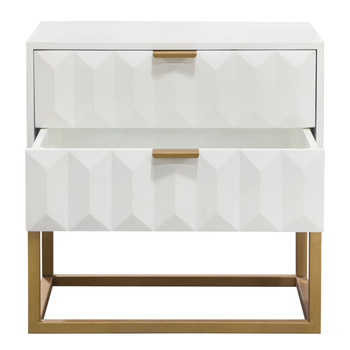 Spectrum Two Drawer Mango Wood End Table – finish detail – Lusso Furniture Miami