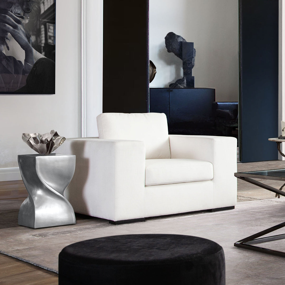 Spire Cast Aluminum Spiral Accent Table – top view – Lusso Furniture Miami