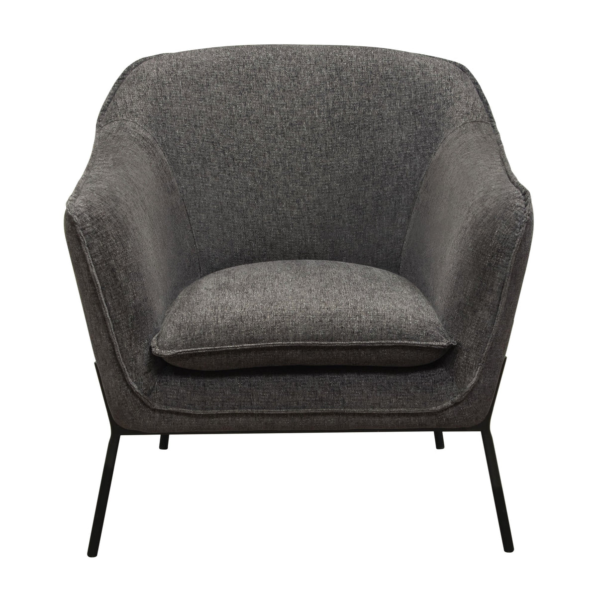 Status Metal Leg Accent Chair – Grey Fabric – front view – Lusso Furniture Miami