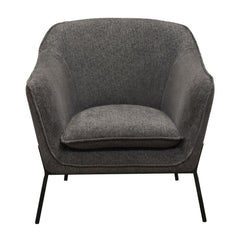 Status Metal Leg Accent Chair – Grey Fabric – front view – Lusso Furniture Miami
