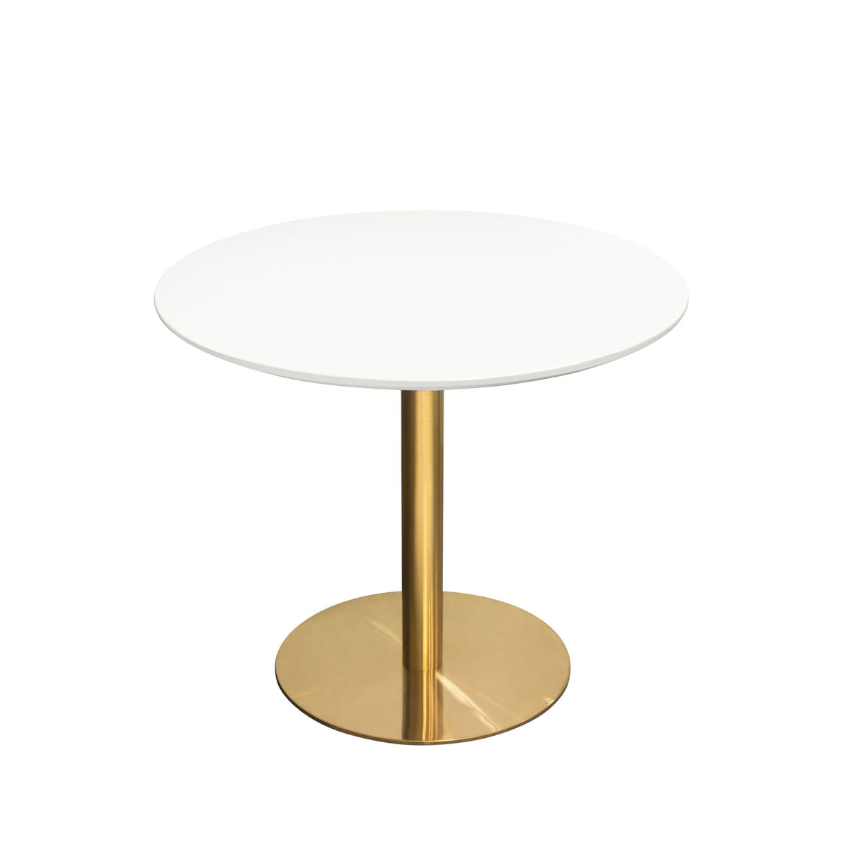 Stella Round White Lacquer Bar Table – angle view – Lusso Furniture Miami
