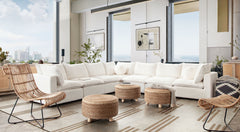 Jute Round Accent Stool – top view – Lusso Furniture Miami