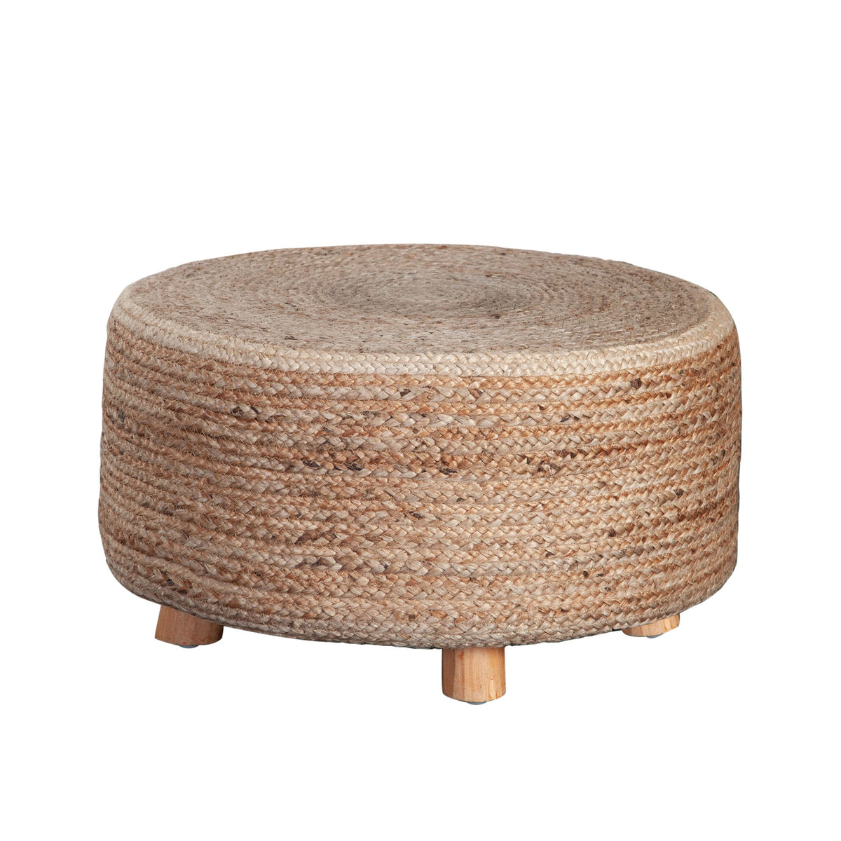 Jute Round Accent Stool – Natural Jute Fiber – front view – Lusso Furniture Miami