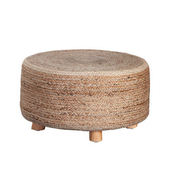 Jute Round Accent Stool – Natural Jute Fiber – front view – Lusso Furniture Miami