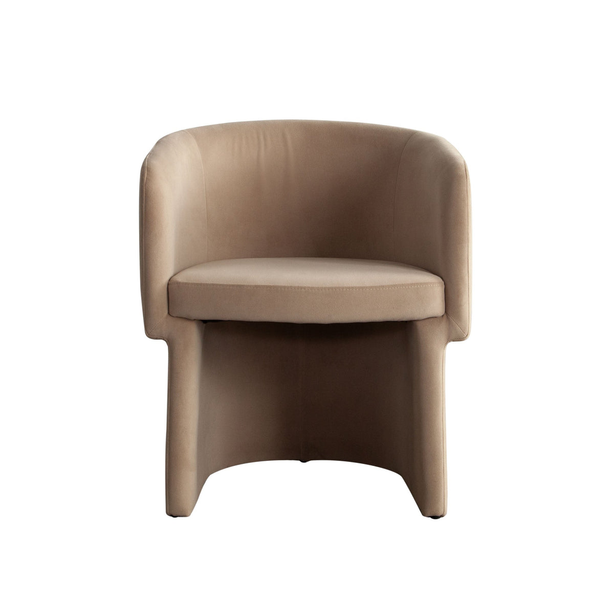 Tess Barrel Back Dining Chair – Camel Performance Velvet – front view – Lusso Furniture Miami