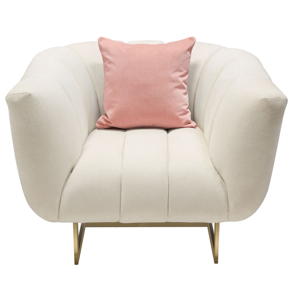 Venus Channel Tufted Accent Chair – Cream Fabric – front view – Lusso Furniture Miami