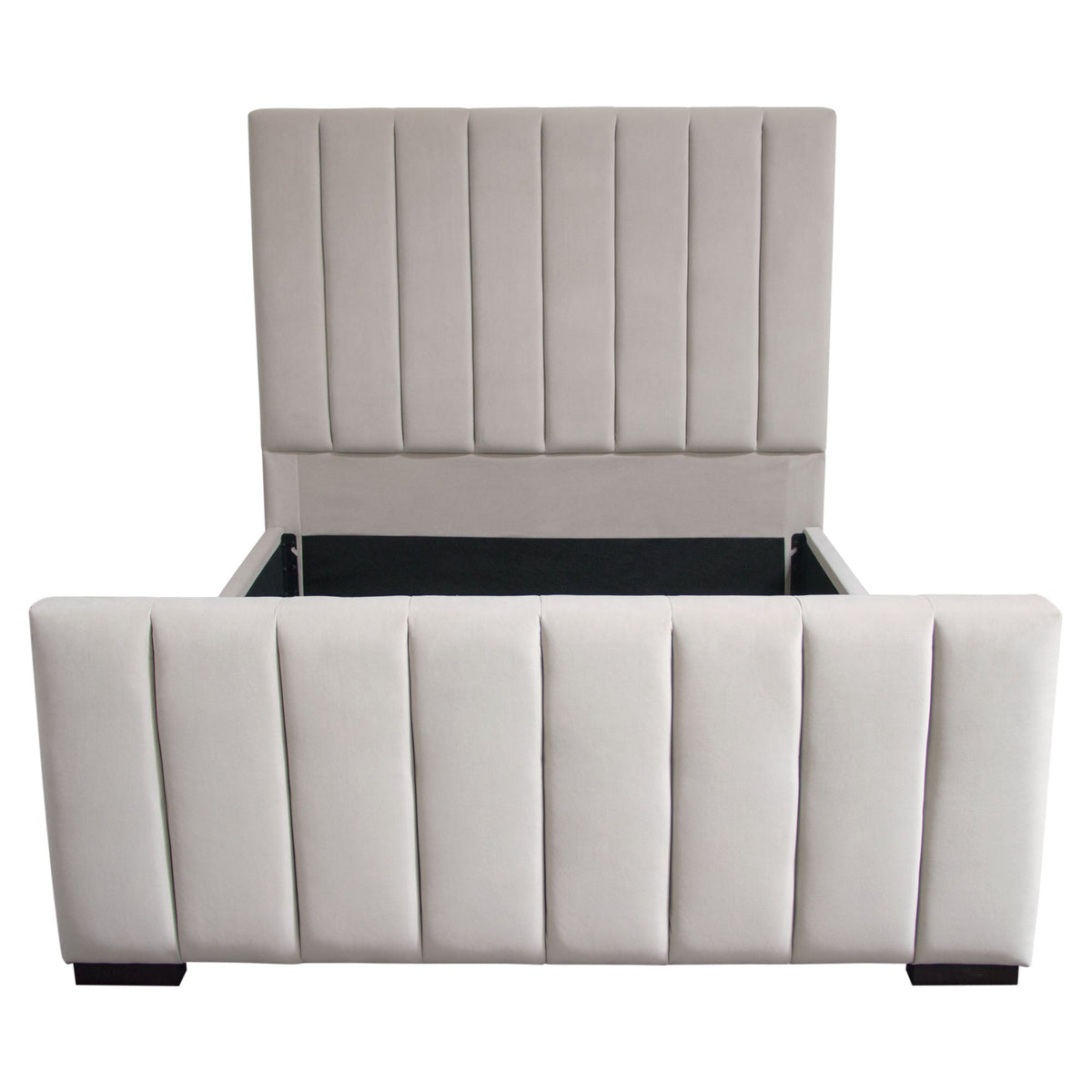 Venus Channel Tufted Velvet Bed – King / Light Grey Velvet – view 17 – Lusso Furniture Miami
