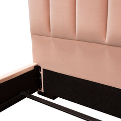 Venus Channel Tufted Velvet Bed – close-up – Lusso Furniture Miami