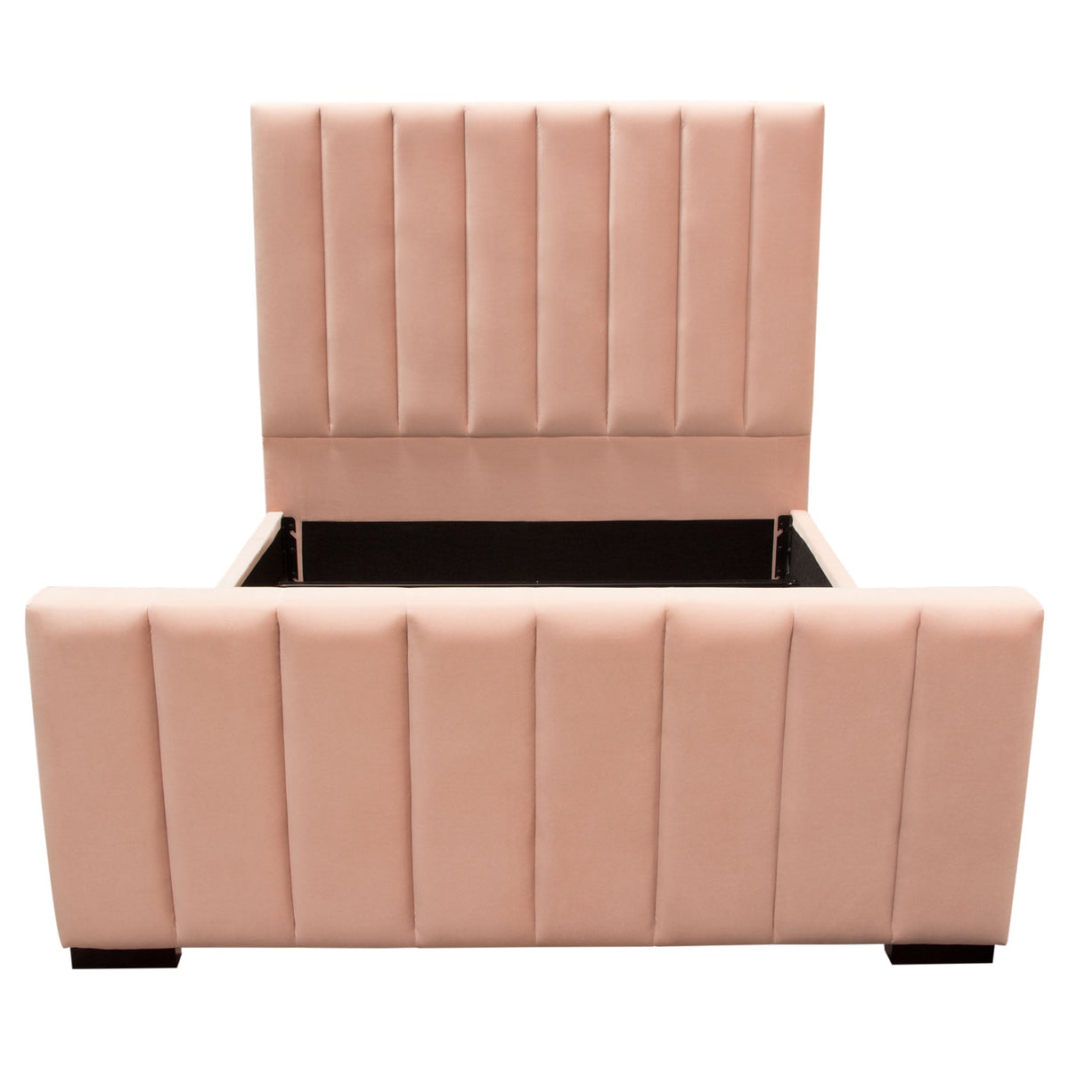 Venus Channel Tufted Velvet Bed – King / Blush Pink Velvet – front view – Lusso Furniture Miami